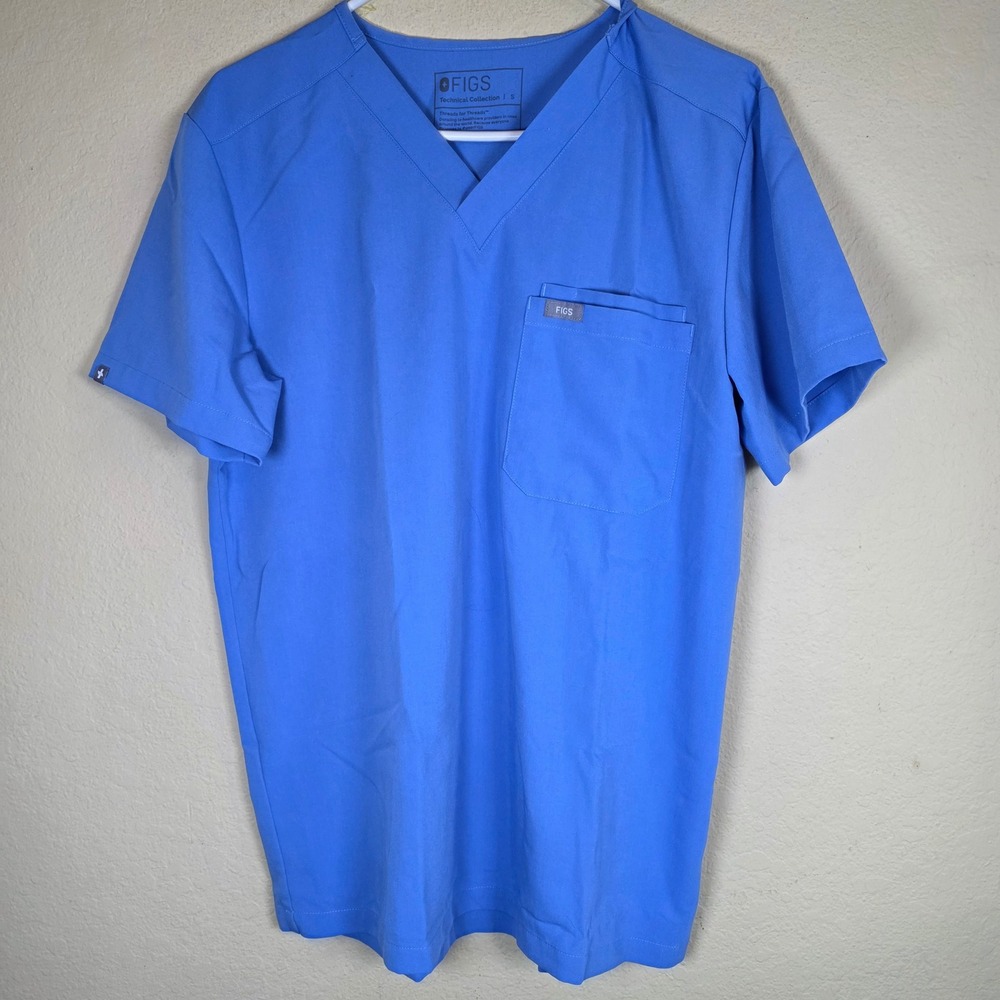 FIGS technical collection Leon V-Neck Scrub Top Royal Blue‎ Short Sleeve Size S